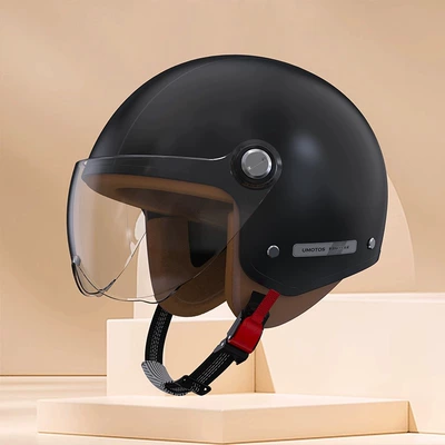 four seasons universal safety helmet, Motosiklet kaskı (dəbilqə) - 301-new-national-standard-category-a-yaya-black-high-definition-short-lenses-312624cm
