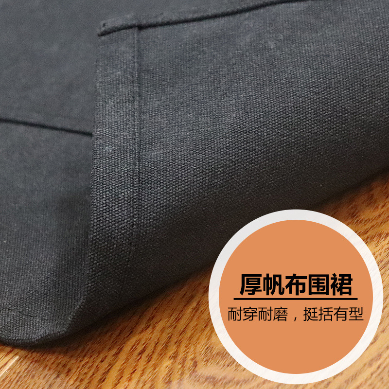 Comercio exterior de lona gruesa delantal logotipo personalizado moda coreana barista ropa de trabajo peluquero delantal fábrica al por mayor