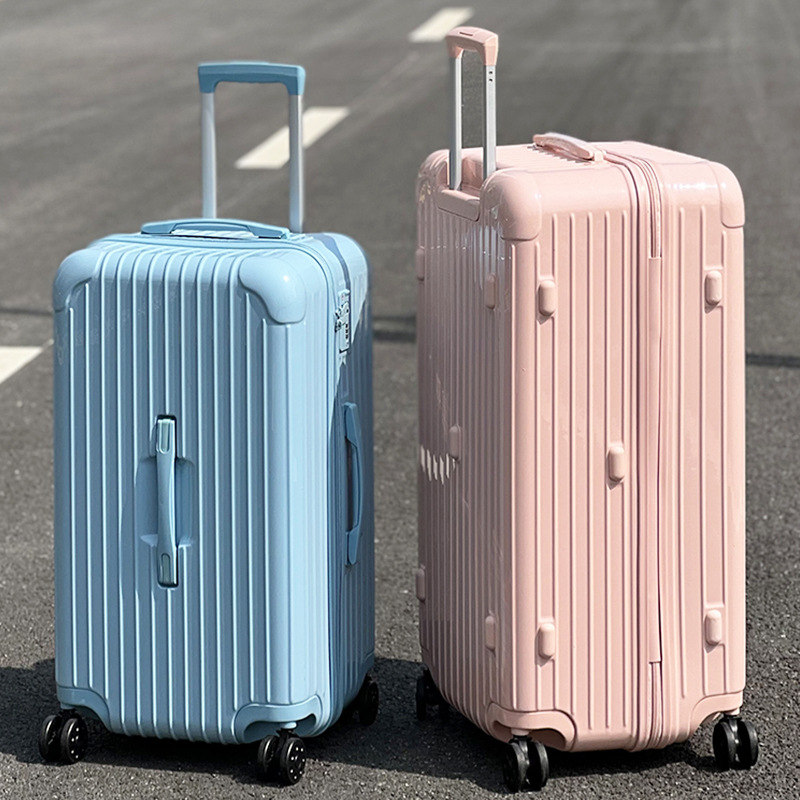 De alta apariencia de gran capacidad engrosada cremallera equipaje carro equipaje de viaje 24 pulgadas 26 pulgadas universal rueda de cuero caso para las mujeres