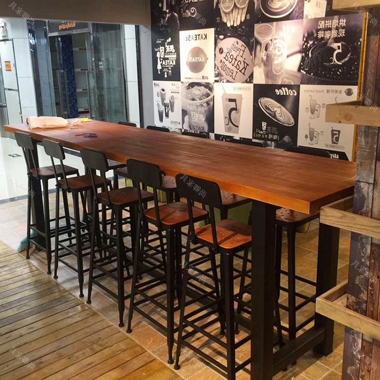 Nordic bar table and chair combination home custom balcony long table iron stool bar counter Wall table