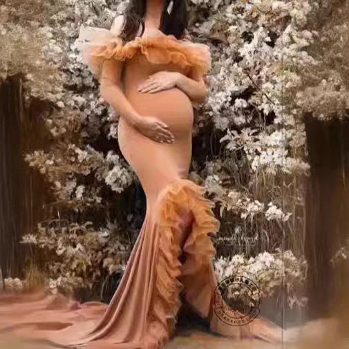 AliExpress Amazon Hot New Soft Mesh Spandex High Elastic Tight Pregnant Women Photo Dress