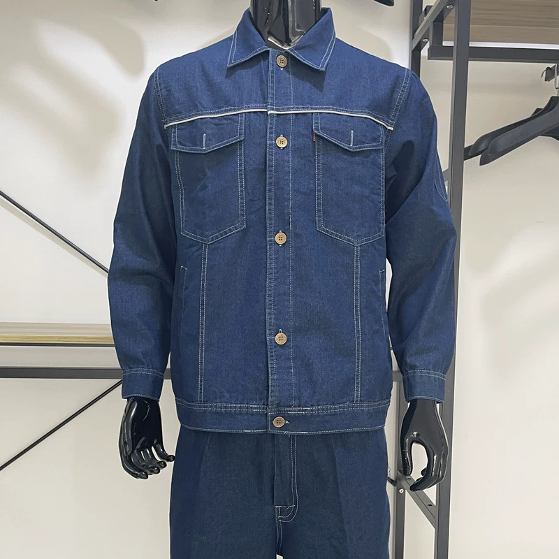 Летняя тонкая джинсовая рабочая одежда, костюм, мужская одежда из чистого хлопка для сварки, противоожоговая сетка, одежда для электрика, заводская одежда для защиты труда