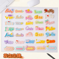 カラフルな英語のテキストプレートクリーム接着剤 diy 材料水カップステッカーヘアピン樹脂 diy ジュエリーアクセサリーアクセサリー