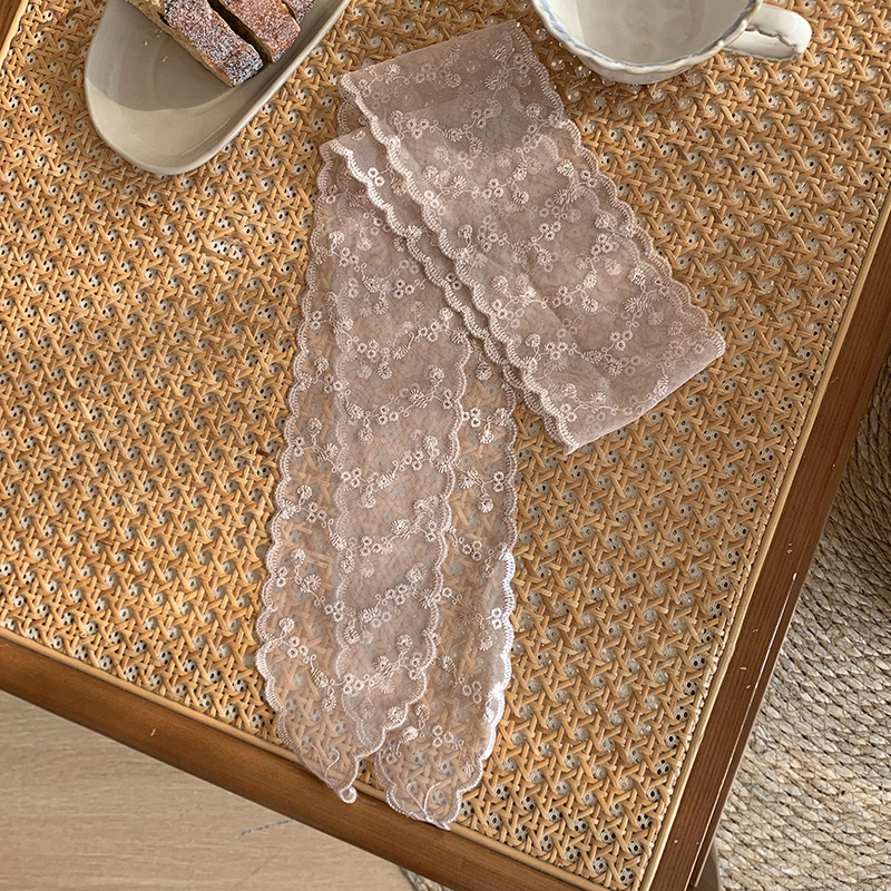 Buñuelo de seda larga larga alta sensación de encaje hottie fugas bufandas de hombro bufandas de collar bufandas de cabello bandana bufandas de encaje cintura