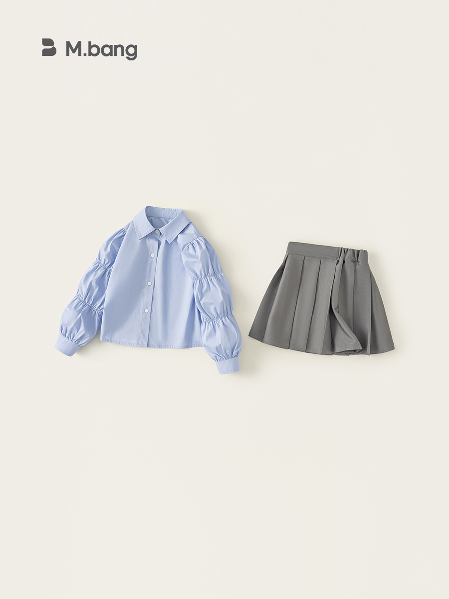 Yubao Huzhou Zhili Children 's Wear Girls JK set Spring 2026 Girls shirt sólido falda plisada de dos piezas