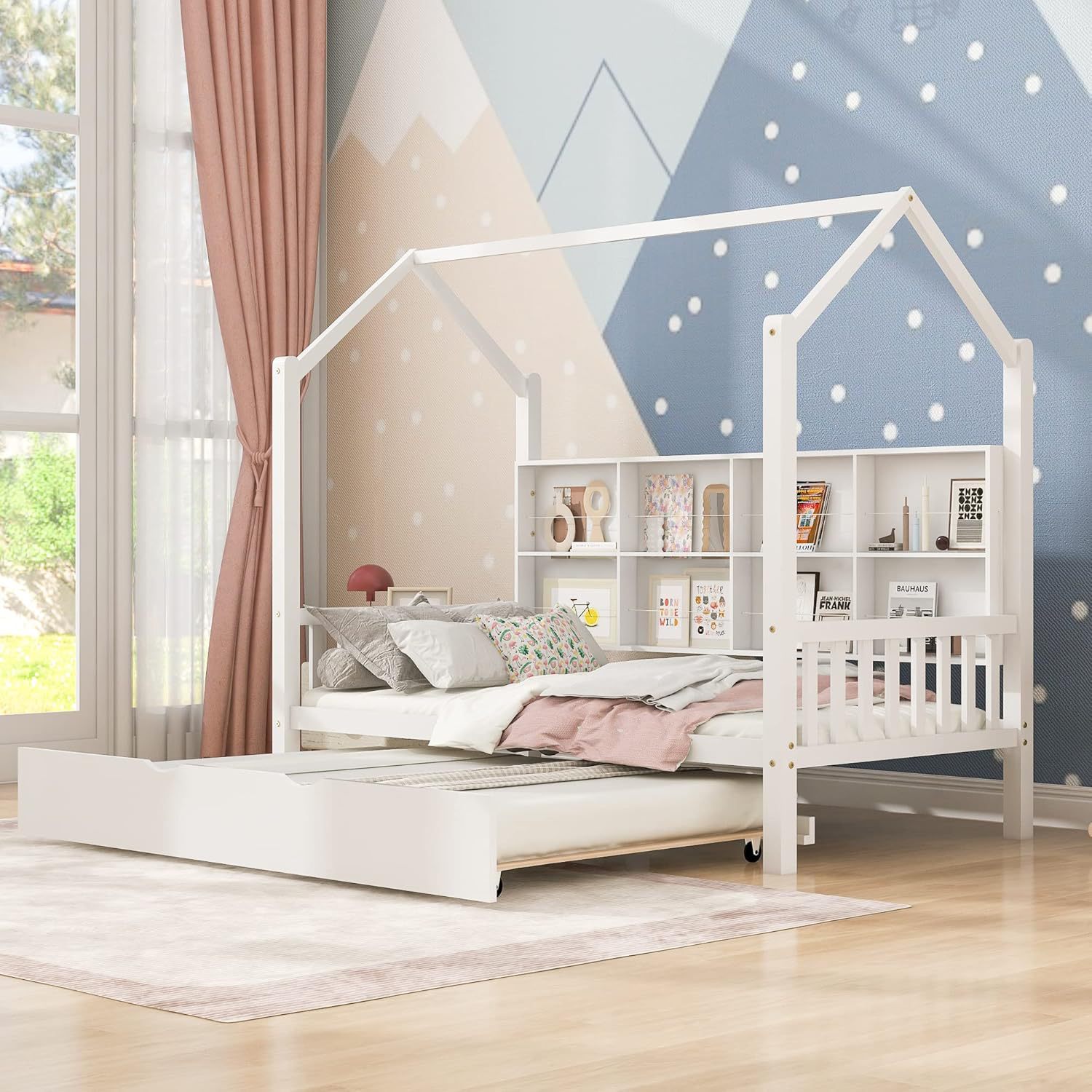 Customized Solid Wood Children's Bed for Boys and Girls, Wooden House Pine Bed, Floor Bed, Bunk Bed, All Solid Wood