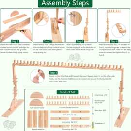 木制手工DIY编织工具织毛巾挂毯方形单头毛线短棒针织工具