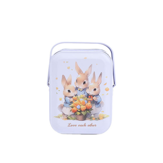 Candy packaging portable iron box white rabbit nougat hand iron box tinplate biscuit box wedding candy box