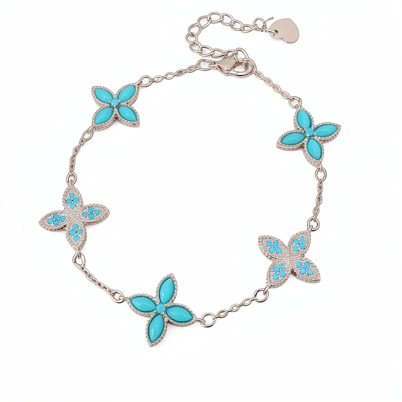 Medieval vintage pulsera de flores de piedra de silicio ligera pulsera de nicho de lujo temperamento retro alta sensación de joyas al por mayor image 6