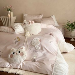 少女心オーストラリア綿100本オーストラリア綿4点セットかわいい子猫刺繍純綿布団シーツ寝具