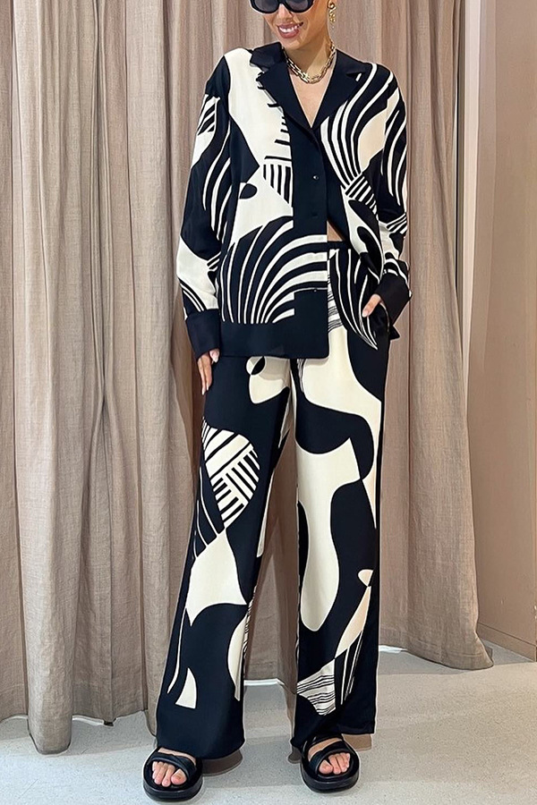 Pant Co-ord Set Sets Type 2 Pieces Set Quantity Daily Street Women's Casual Geometric Polyester Printing Pocket Pant Co-ord Set Pants Sets