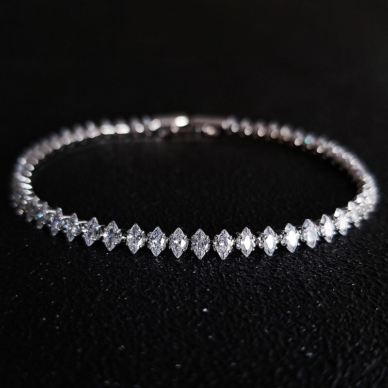 Amazon Super Flash Bracelet Tennis Bracelet with Unique Design Niche 3X6Mm Cross-Border Hot-Selling High-End Jewelry