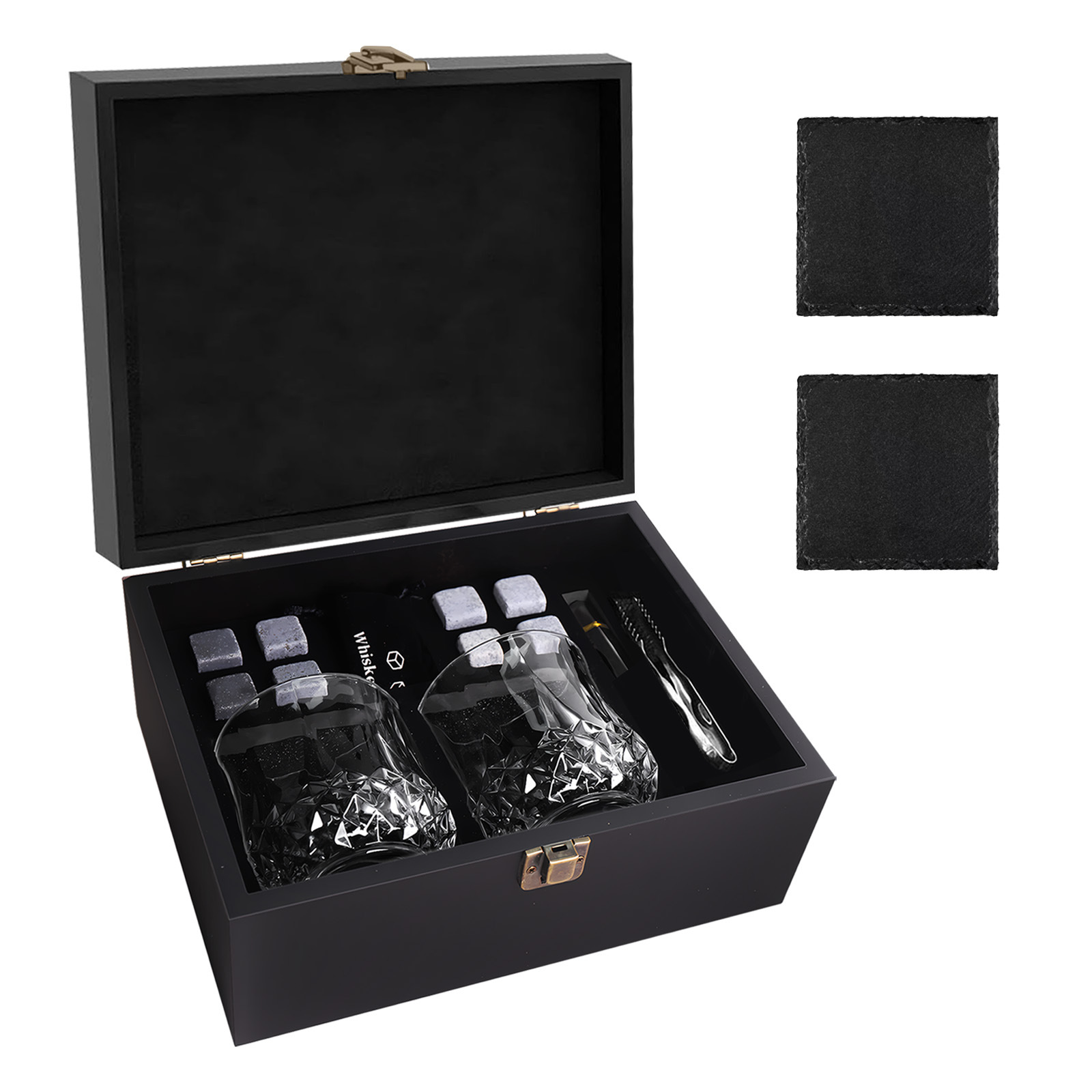 Caja de madera de cristal de whisky de vino de hielo transfronterizo caja de regalo de piedra de hielo de alto grado