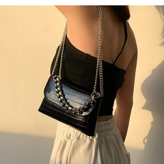 鱷魚紋鏈條包高顏值單肩包2024新款復古法棍包腋下包斜款包