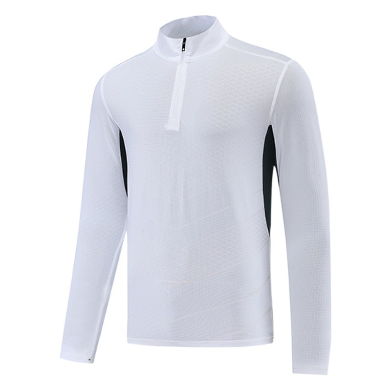 Nuevo patrón oscuro de los hombres del collar del soporte ropa de fitness deportes running entrenamiento ropa de golf de alta elasticidad de secado rápido de manga larga Camiseta de los hombres