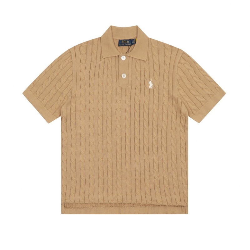 25s 新しいトレンディなブランド Lajia R*L ポニーラベルクラシックニットツイスト刺繍スリムトップポロラペル半袖|undefined