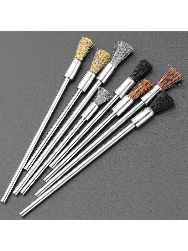 Wire Brush Pen Brush Industrial Use Extended Handle Steel Brush Cleaning Brush Nylon Copper Wire Knife Brush Rust Removal Grinding Wire Wheel