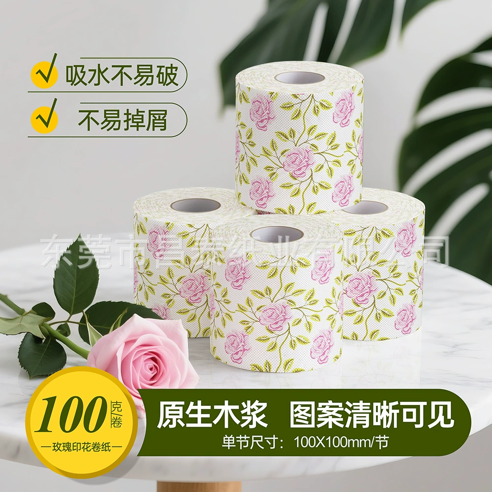 Прямые поставки с фабрики деревянной рулонной бумаги с розами, цветной туалетной бумаги, четырехслойной утолщенной туалетной бумаги, печатной салфеточной бумаги, оптовой партии.