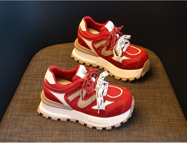 Giày sneaker nữ đế dày lưới thoáng khí phong cách daddy — màu be chi tiết 4