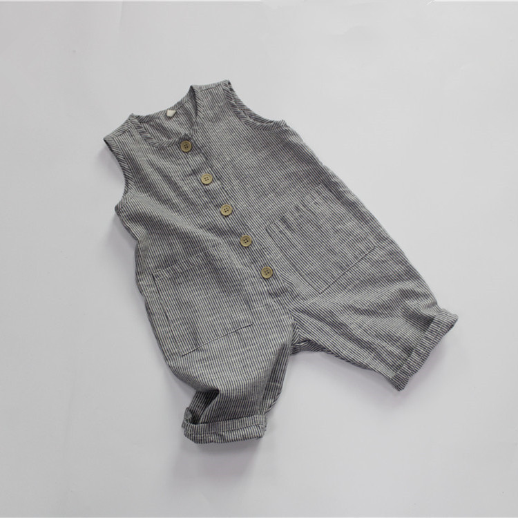 2026 Children's Sleeveless Striped Loose-fitting Jumpsuit for Girls, Summer Style, Category A