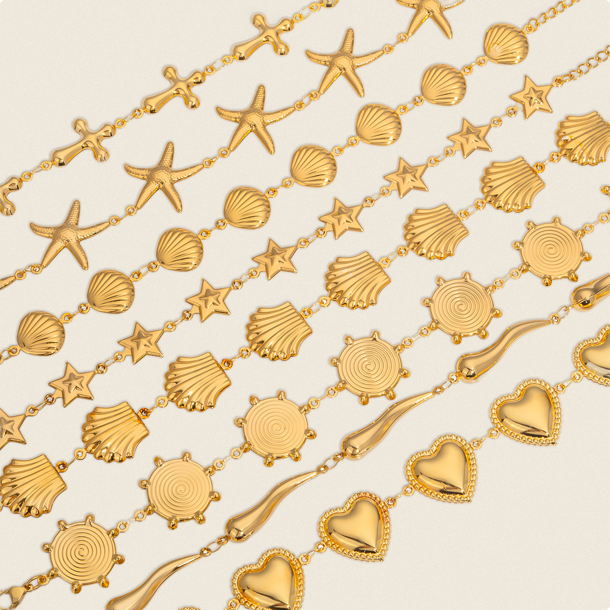 Xia Ling Cross-Border European and American Ocean Style Starfish and Shell Splicing 18K Bracelet Stainless Steel Non-Fading Waterproof Jewelry for Women