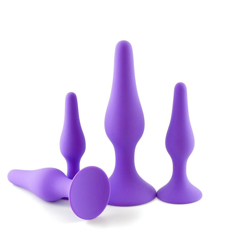 Silicone Anal Plug Four-Piece Set Anal Bead Hands-Free Suction Cup Anal Plug Adult Sex Toys Wholesale