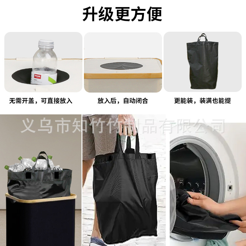 Cesta plegable para botellas con tapa para almacenar botellas vacías, contenedor para recoger botellas de agua usadas, cesta de almacenamiento con bolsa de mano desmontable.