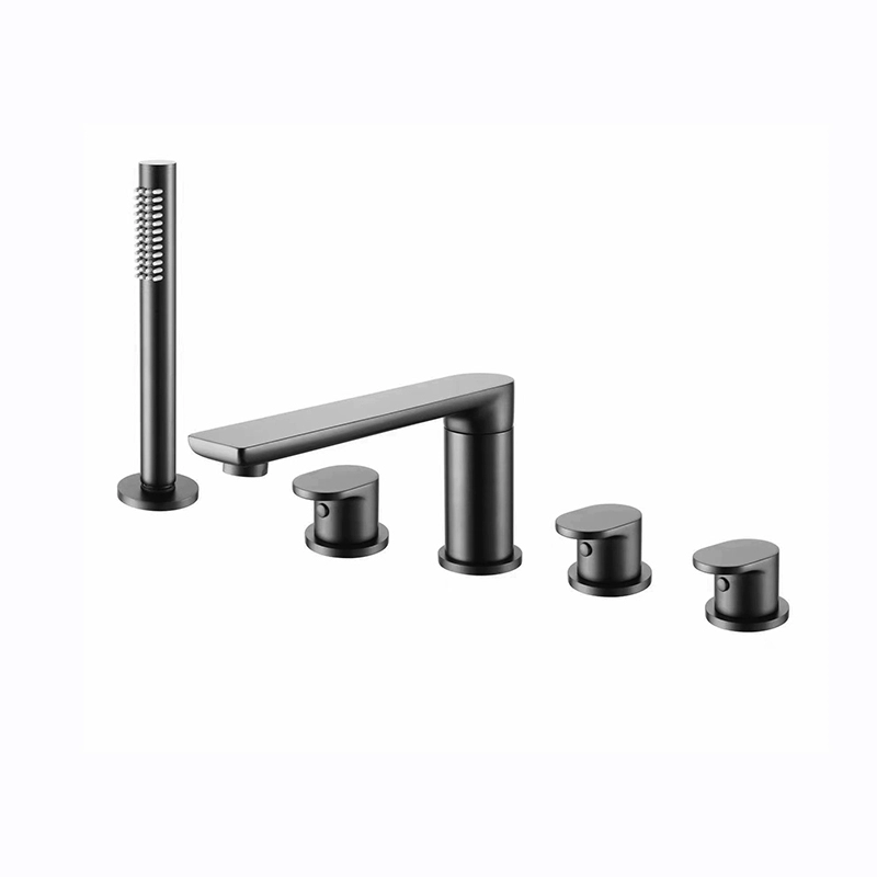 8V Kestu full copper gun gray bath tank edge embedded hot and cold split shower