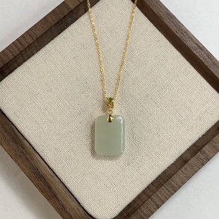 Hotan Jade No Incident Pendant Necklace Women's Summer Light Luxury Niche Design Clavicle Chain 2025 New Arrival Fashionable Jade