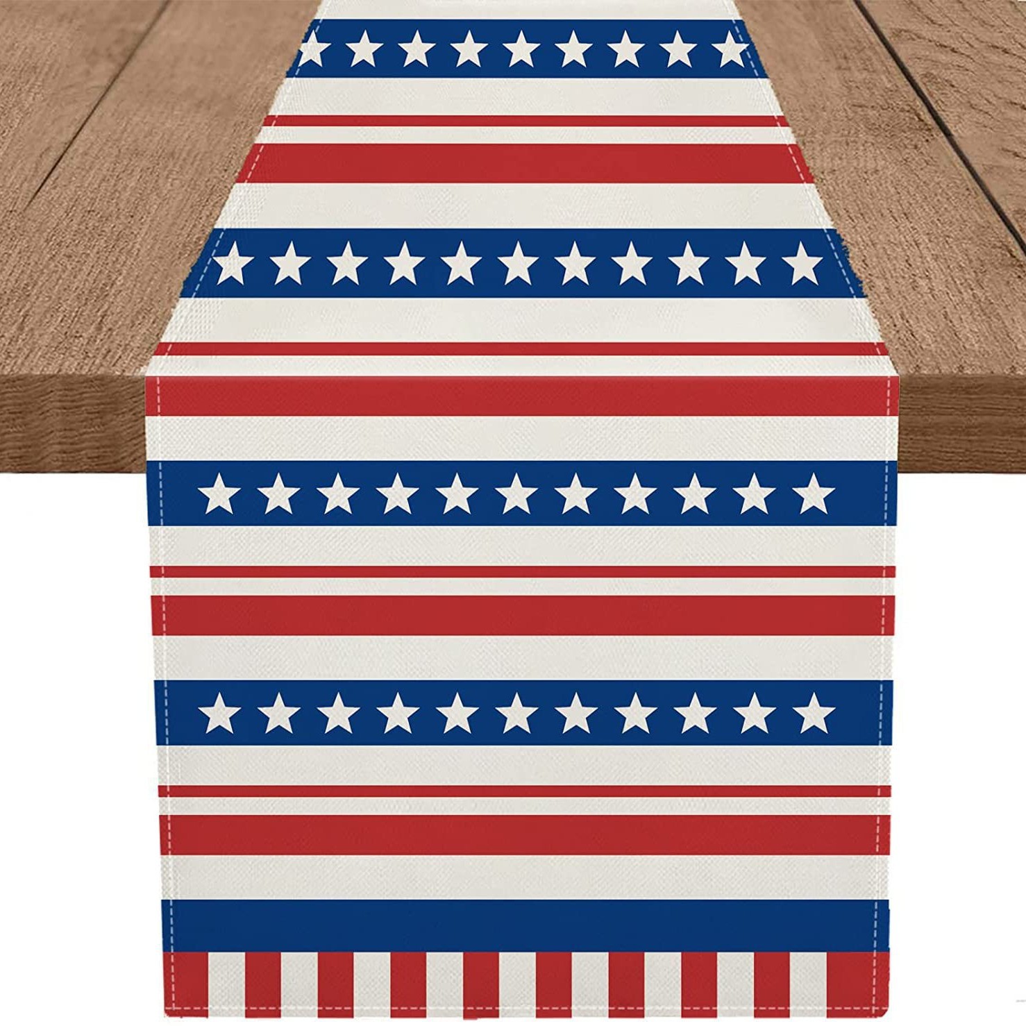 Transfronterizo 2024 nuevo día de la independencia de los Estados Unidos lino bandera de mesa bandera estrella y rayas tela de mesa de comedor cama de té tela de mesa image 28