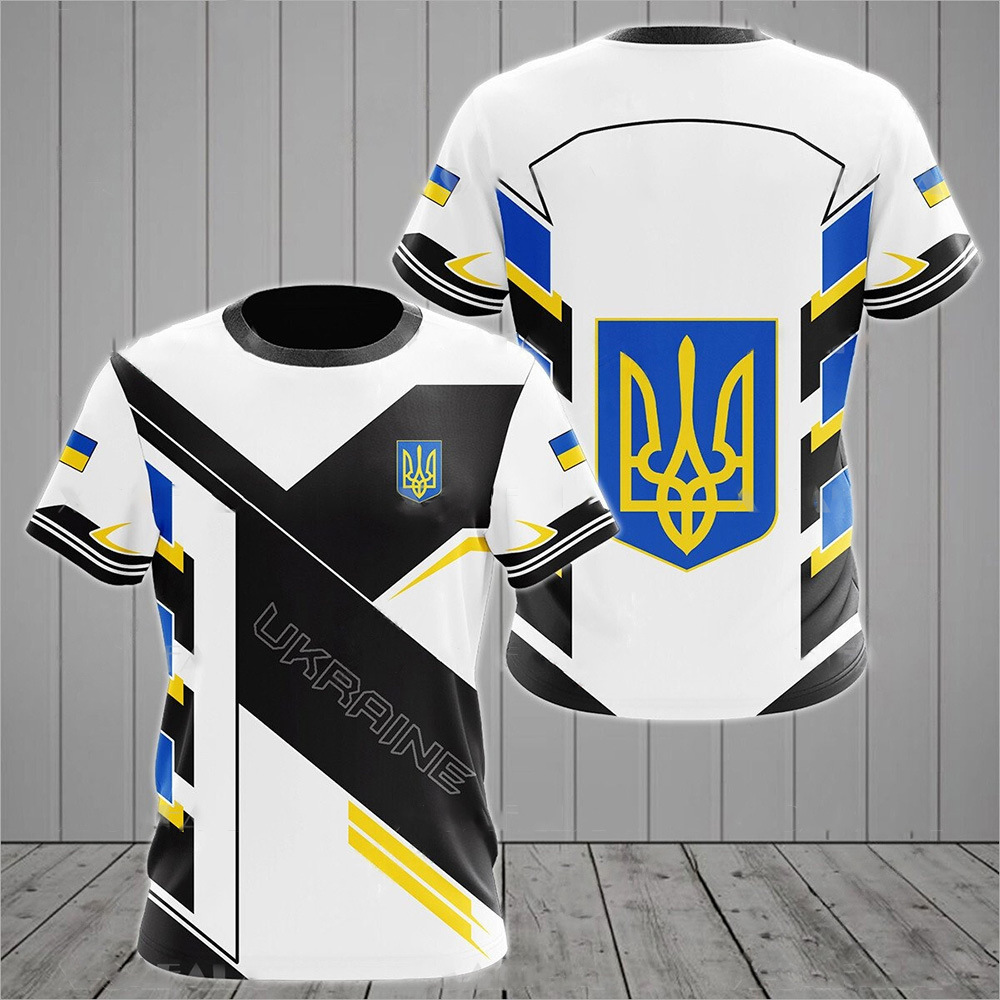 Camiseta de los hombres de Ucrania de manga corta de verano emblema nacional de Ucrania bandera impresa en 3D moda suéter de cuello redondo ropa