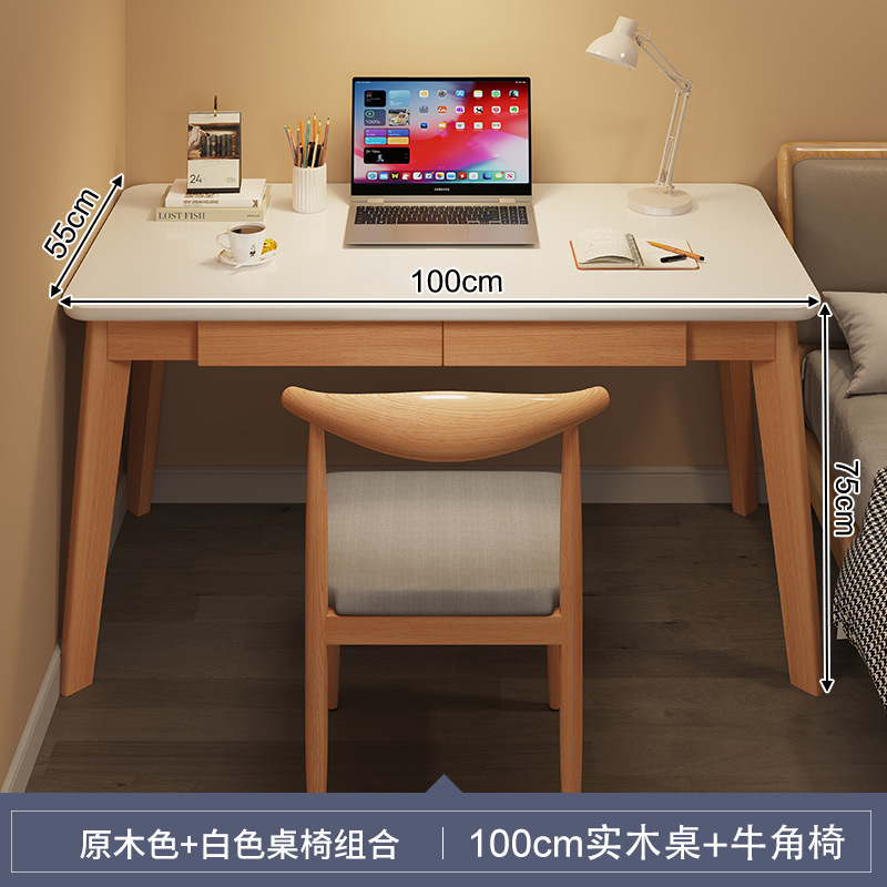 Escritorio de computadora, escritorio, escritorio de estudio para el hogar para estudiantes, escritorio de dormitorio simple, escritorio con cajón, escritorio de pierna de madera maciza