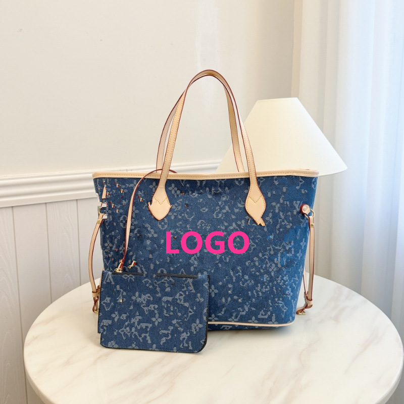 Source Factory Lujia Tote Bag Denim Jacquard Mother-Daughter Bag Large Capacity Shoulder Handbag Women's Bag Cross-Border Supply