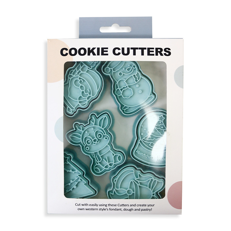 Molde de galletas de dibujos animados de Navidad para el hogar herramienta de horneado de bricolaje 3d juego de moldes de galletas de azúcar
