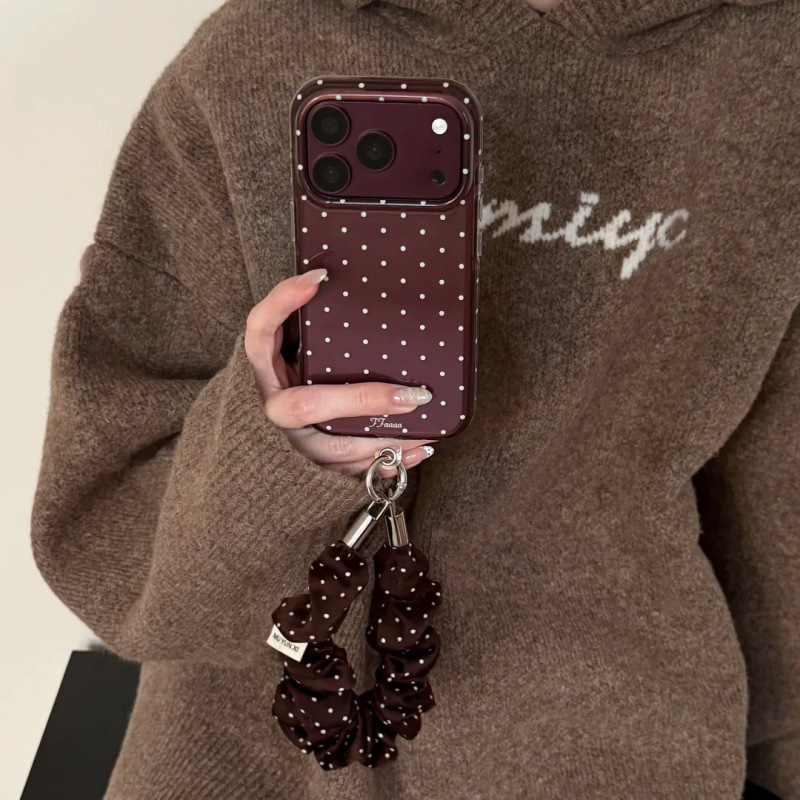 Simple dark cherry red polka dot design, suitable for Apple 18 Pro Max phone case, iPhone 17, drop-proof, with a high-end feel, also available for iPhone 16 and 15 Simple dark cherry red polka dot design, suitable for Apple 18 Pro Max phone case, iPhone 17, drop-proof, with a high-end feel, also available for iPhone 16 and 15