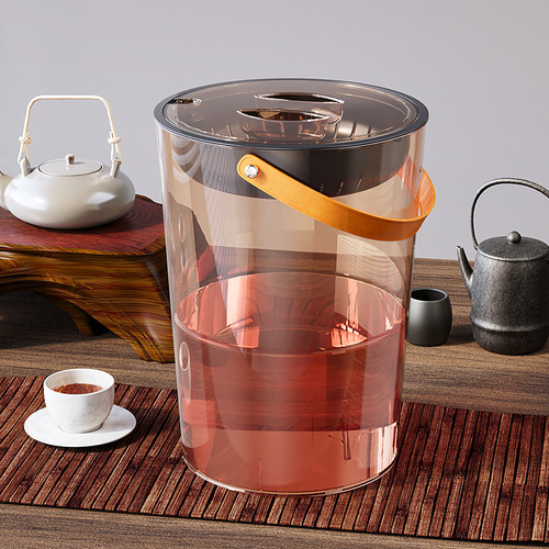 Household Transparent High-Value Tea Water Bucket Office Large-Capacity Filtered Dry-Wet Separation Thickened Portable Tea Residue Bucket