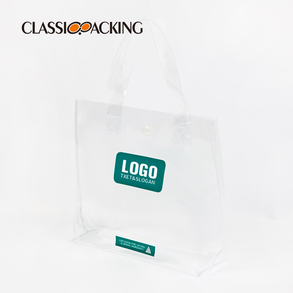 Fábrica al por mayor bolsa de embalaje portátil pvc transparente engrosada bolsa de regalo de plástico bolso de regalo de mano con logotipo image 1