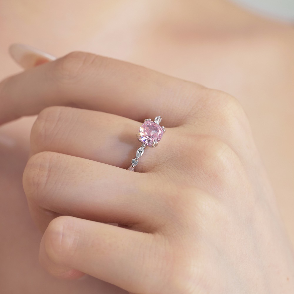 925 Sterling Silver Material Heart Shape Pattern 925 Sterling Silver Zircon Heart Shape Rings 925 Sterling Silver Rings