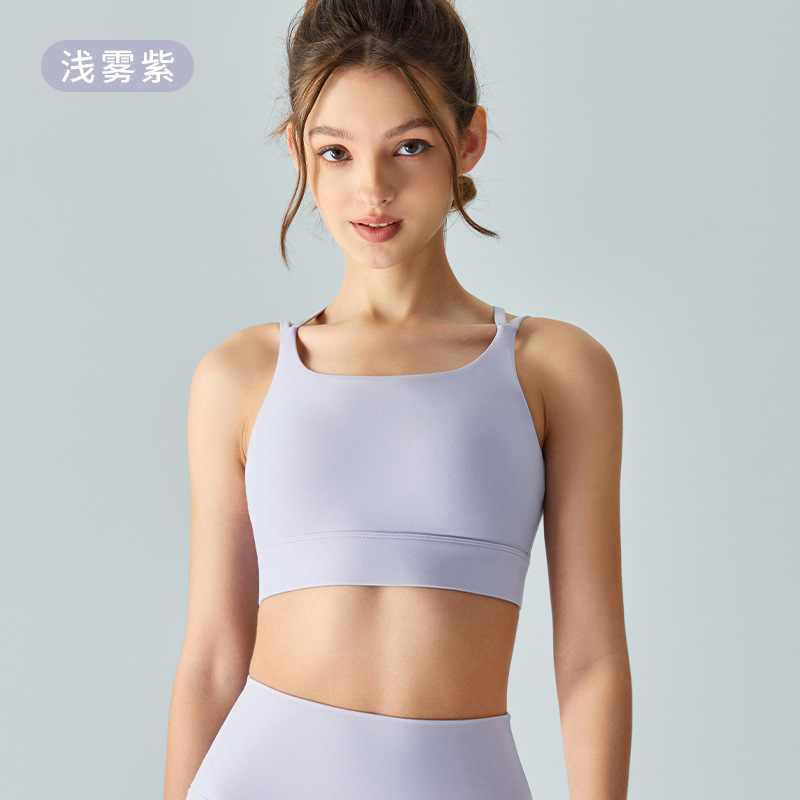 クロスボーダー新型スポーツ下着女性クロス細い肩ベルト一体式胸パッドヨガ服ブラジャーランニングフィットネスベスト|undefined