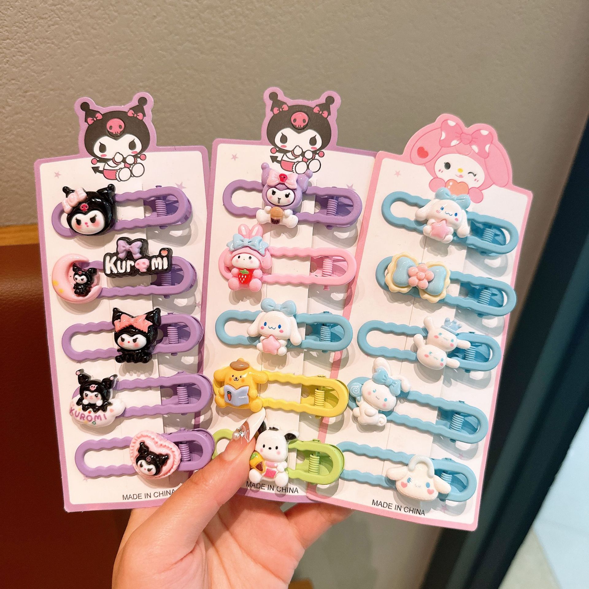 Hermosas galletas de pelo de dibujos animados Kulomi niñas galletas de pelo de niñas joyas para el pelo de bebés laterales pinzas de frangeo amor