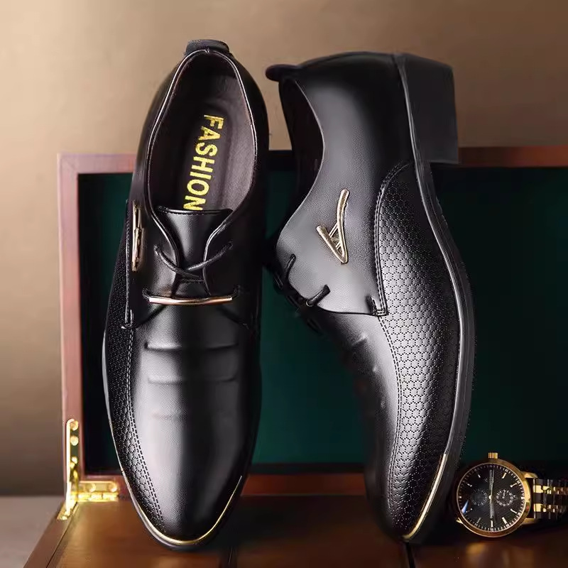 Los hombres de otoño transfronterizos más el tamaño de los zapatos de los hombres zapatos de cuero formales de negocios de los hombres zapatos casuales con cordones de cuero bajo-top image 2