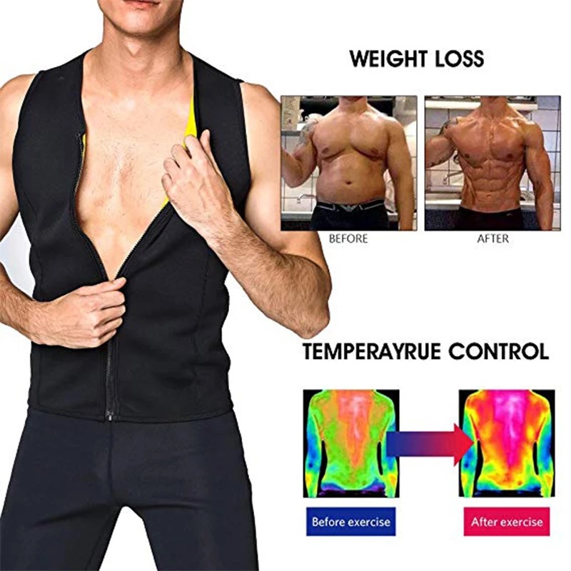 Hombres shapewear Amazon cremallera sudor deportes Chaleco de gran tamaño sauna fitness europeo y americano shapewear