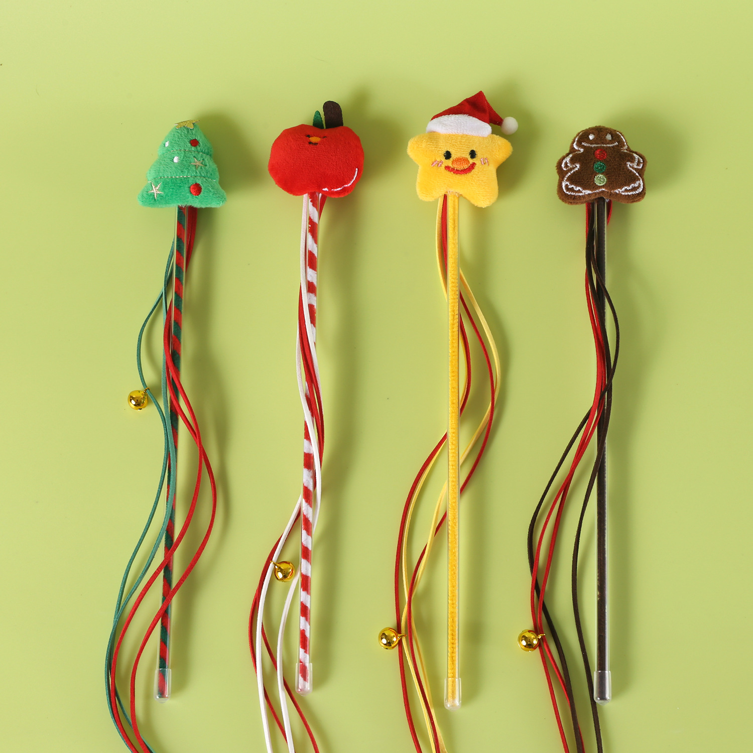 2025 mascotas gatos navidad juguetes animados peluche árbol de navidad estrellas jengibre hombre manzana juguetes interactivos