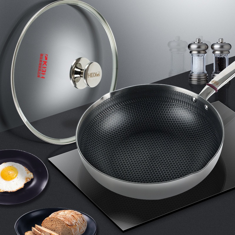 康巴赫不粘鍋煎炒鍋30cm平底煎鍋316不鏽鋼蜂窩少油煙炒菜