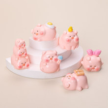 立体卡通小粉猪公仔 diy树脂配件桌面装饰摆件盲袋萌粒钥匙扣挂件