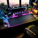 游戏发光鼠标垫RGB炫彩大尺寸加厚防滑LED桌垫电竞键盘垫印图现货