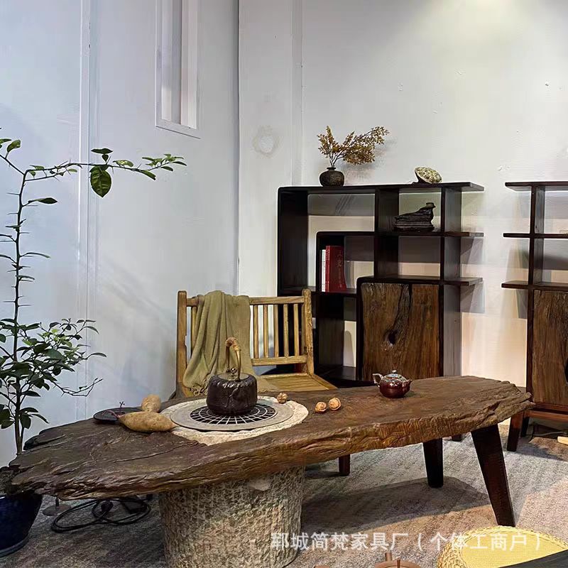 個性的な古い楡木のお茶のいくつかの茶室の不規則な家具の茶台の実木の根の工夫のお茶のいくつかの組み合わせの囲炉茶のテーブル|undefined