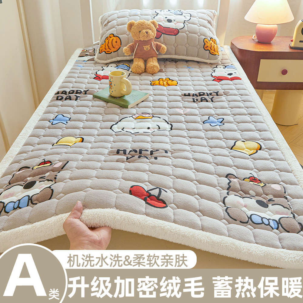 A級学生寮用ミルクベルベットマットレス、冬用厚手フリースパッド、入学時寮用シングルベッドマットレス