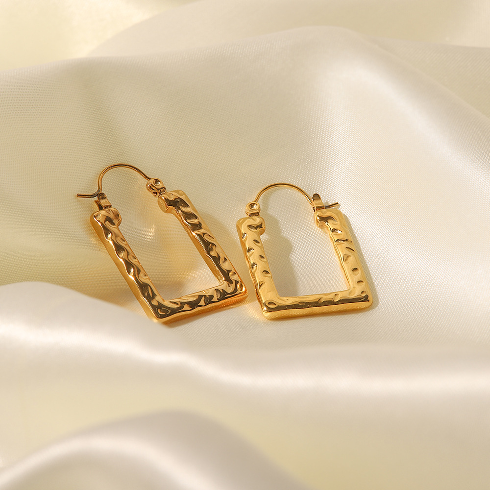 Retro Geometric Stainless Steel Gold Plated Earrings 1 Pair