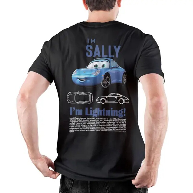 Man Sally I am Lightning Car Cotton Clothing Creative Short Sleeve Crewneck Plus Size T-shirt